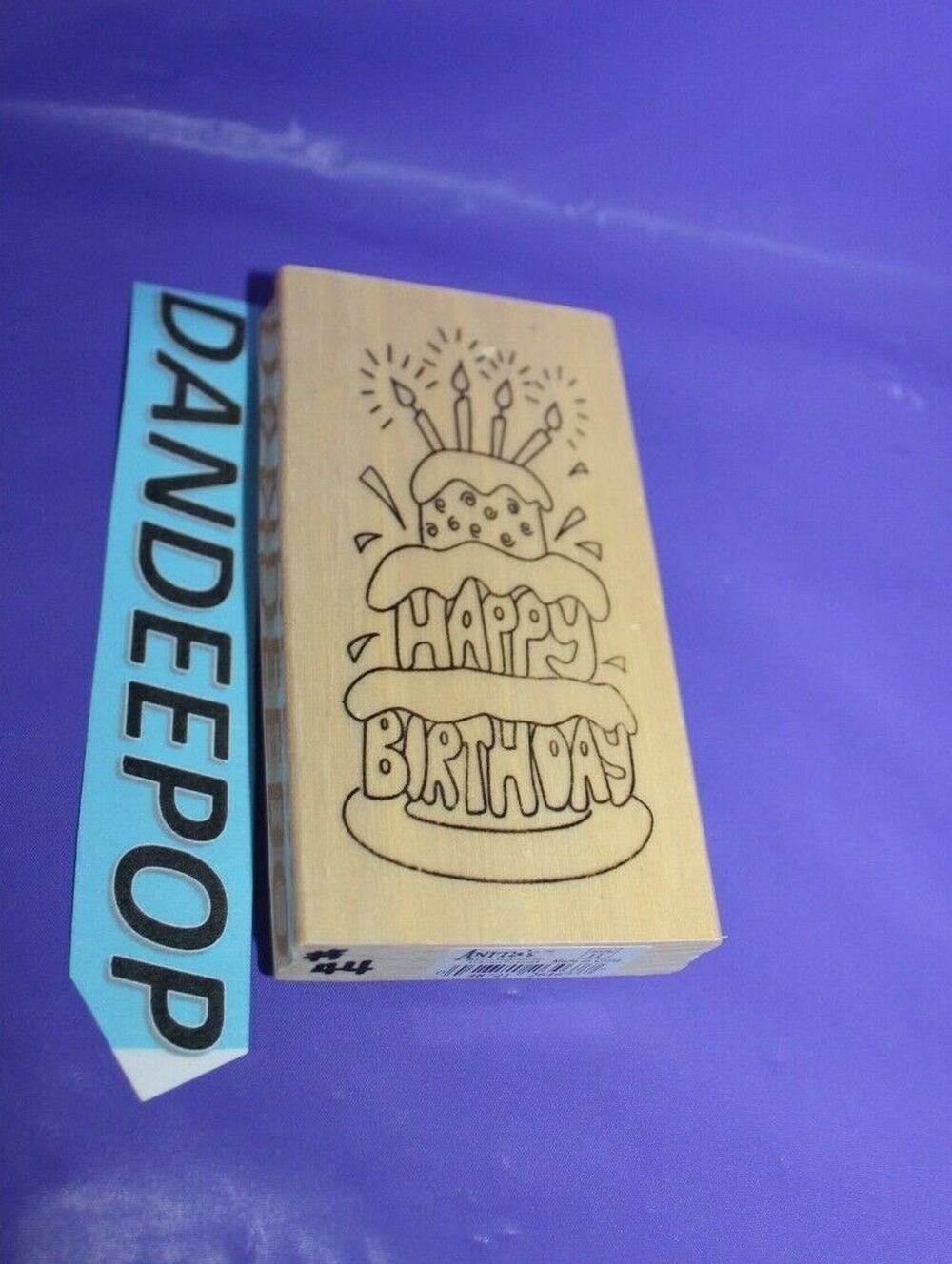 Anita's Wood Mounted Rubber Stamp Happy Birthday Size H 3.5"